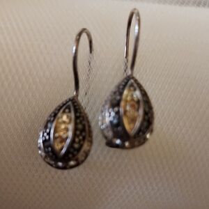 Vintage Sterling zirconia teardrop earrings‎